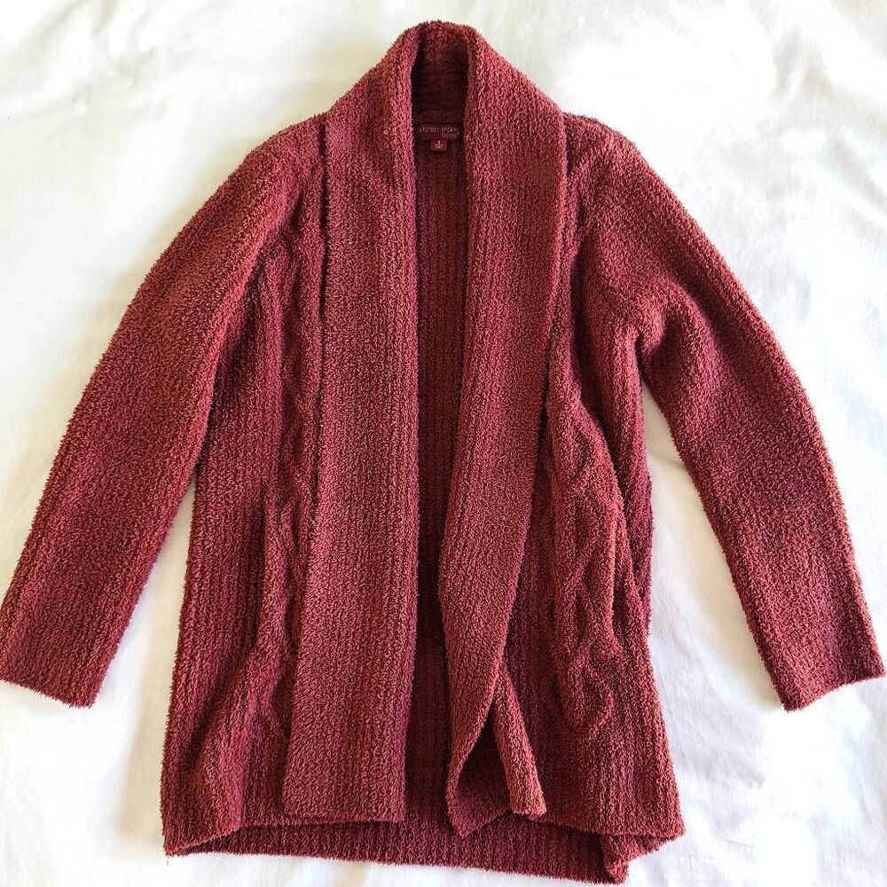 Barefoot Dreams Cardigan Sweater Womens Small Red Knit Long‎ Sleeve Casual Wear